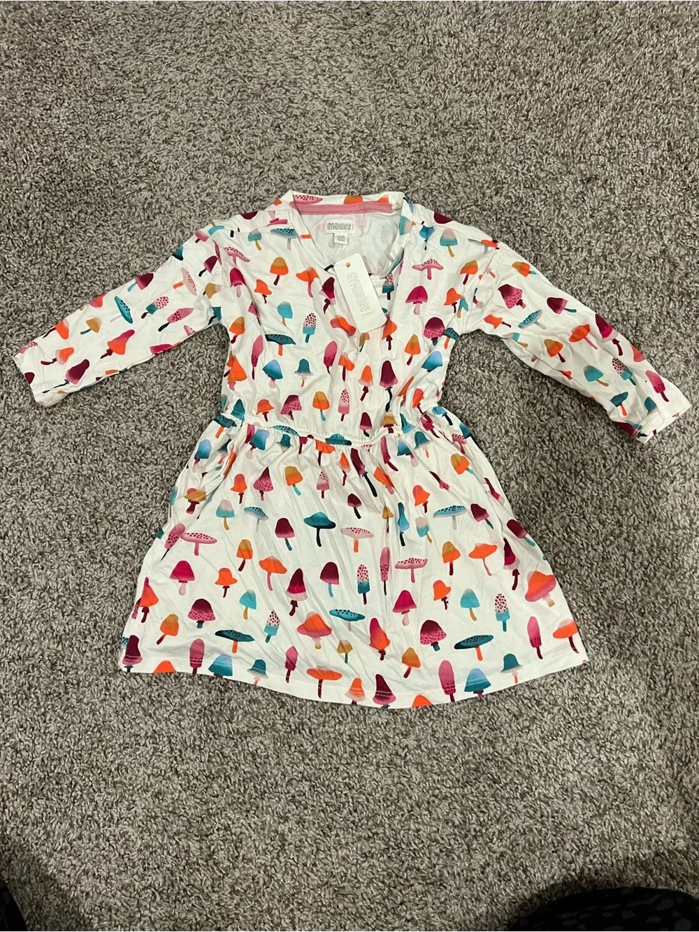 Gymboree White Dress with Multicolor Mushroom Print